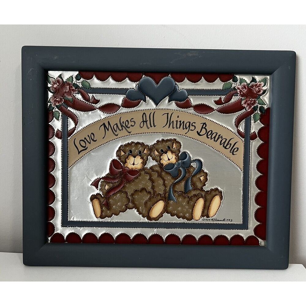 Nursery Teddy Bears Tole Painted Punched Tin Wall Art Pleasants 1993
